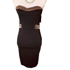 NWT TFNC London Party Sleeveless Beaded Black Sexy Short Bodycon Large Dress